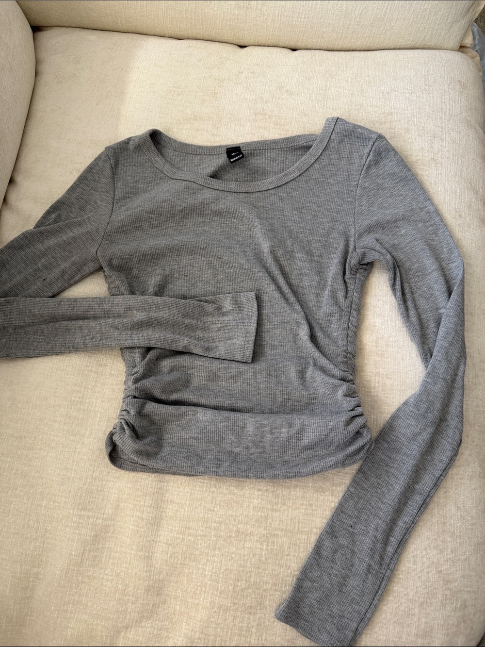 Windsor Heather Gray Long-Sleeve Ruched Side Top
